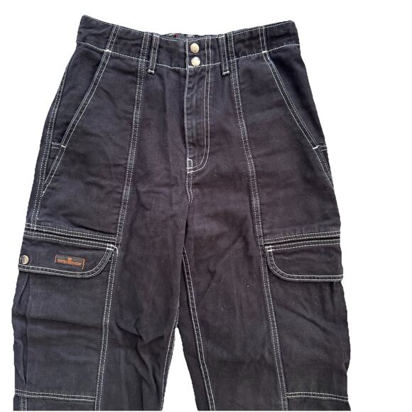 BDG Urban Outfitters Black Cargo Jeans Contrast Stiching Skater Size 27 - Picture 3 of 6